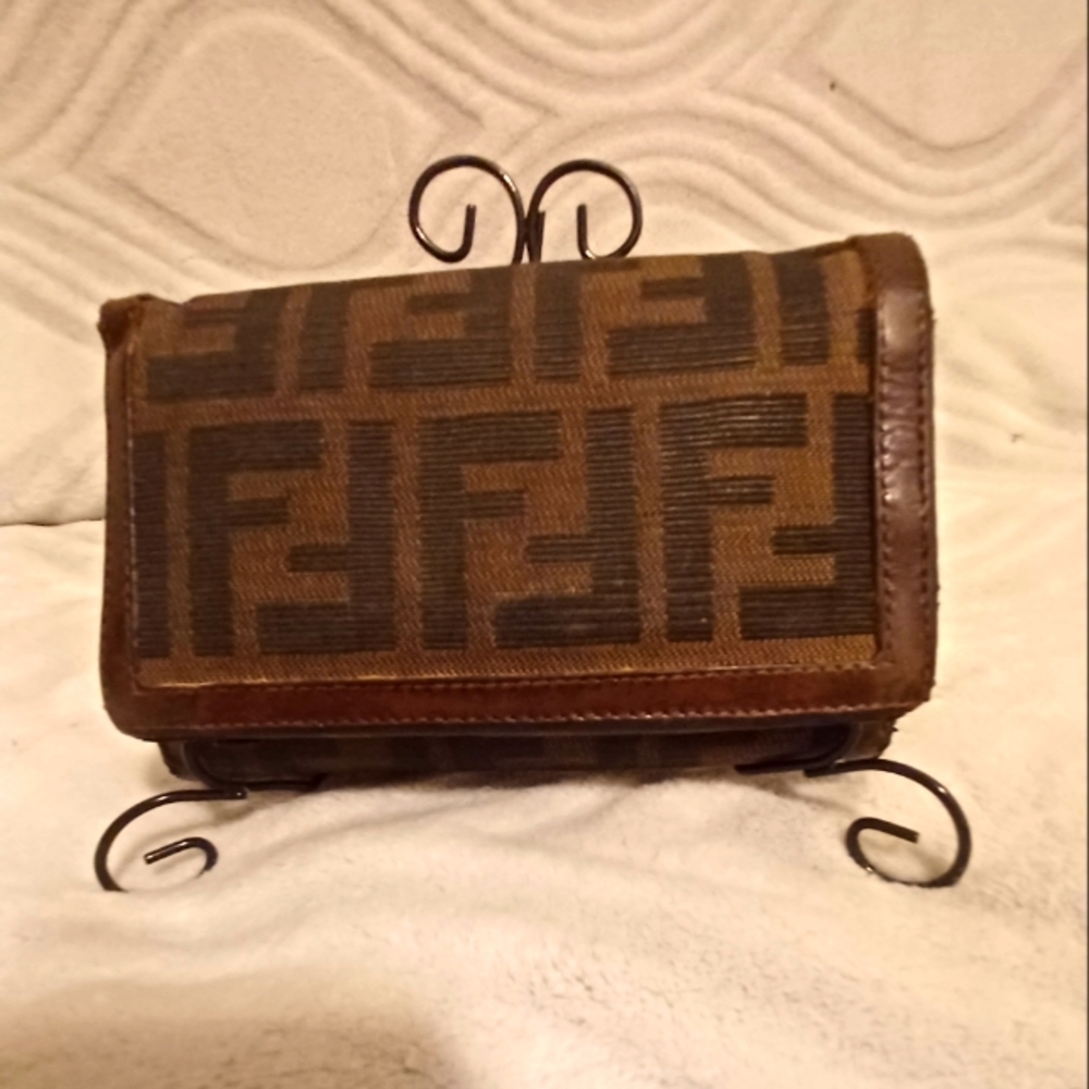 Fendi Zucca Canvas Tri-Fold Wallet In...GUC...6x4x1.5